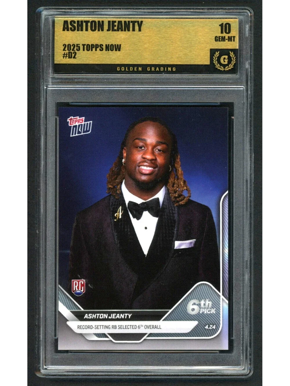 2025 Topps Now NFL Draft #D-2 Ashton Jeanty Raiders Rookie Card (RC) Gem Mint 10